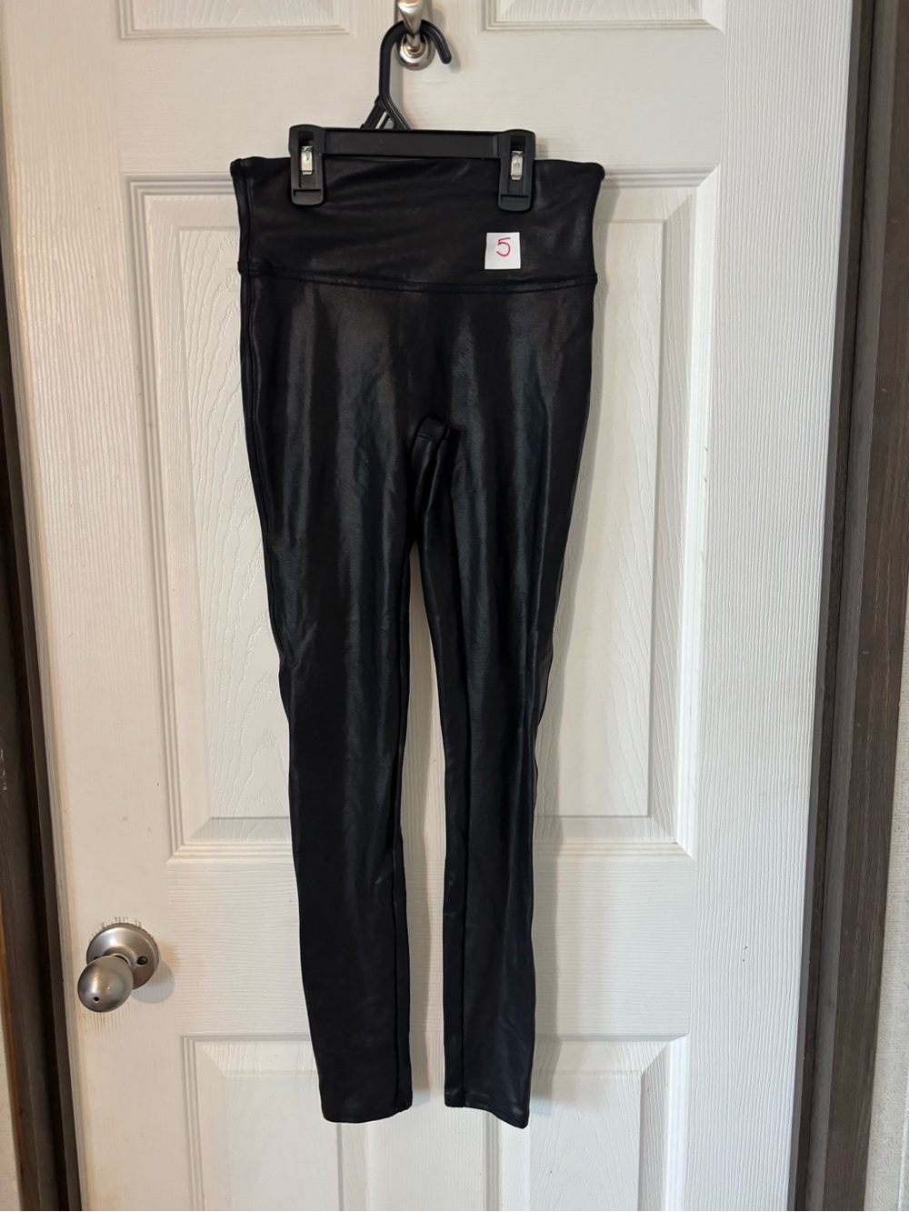 SPANX High-Waist Faux Leather Leggings in Black